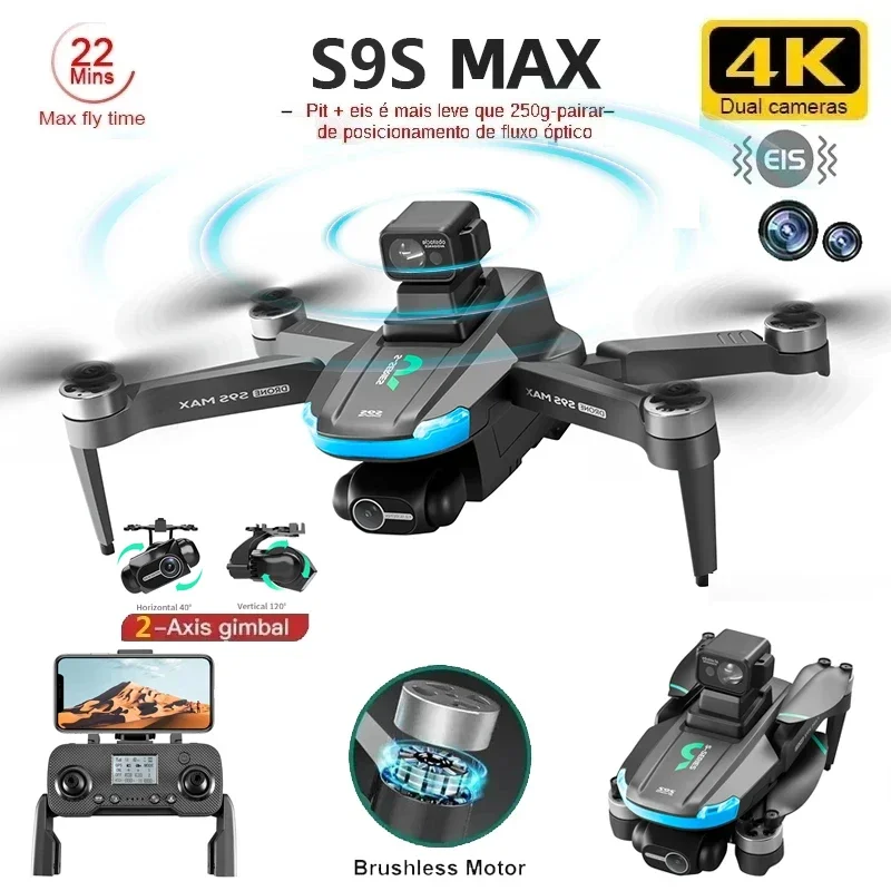 Novo s9s max mini drone 4k 2 e - Drone Battery Box avaliação e preço