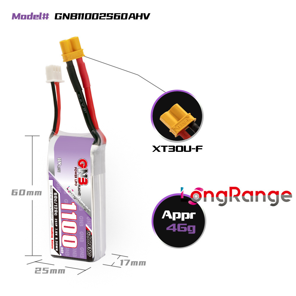 Gbn 1100mah 2S 3S 4S 6S 60c/12 - Drone Battery Connector avaliação e preço