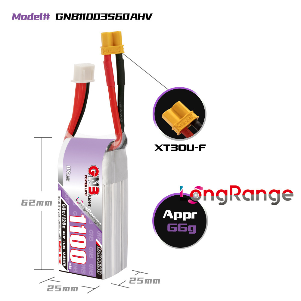 Gbn 1100mah 2S 3S 4S 6S 60c/12 - Drone Battery Connector avaliação e preço